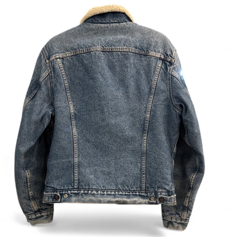 Vintage 80s Levi’s San Francisco Sherpa Lined Denim Trucker Jacket 40L - Picture 3 of 16